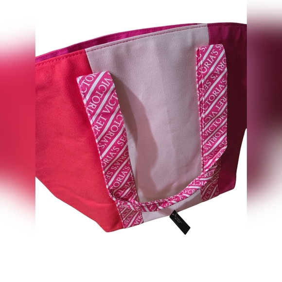 Victorias Secret Weekender Pink Canvas Color Block Travel Tote - Picture 2 of 5